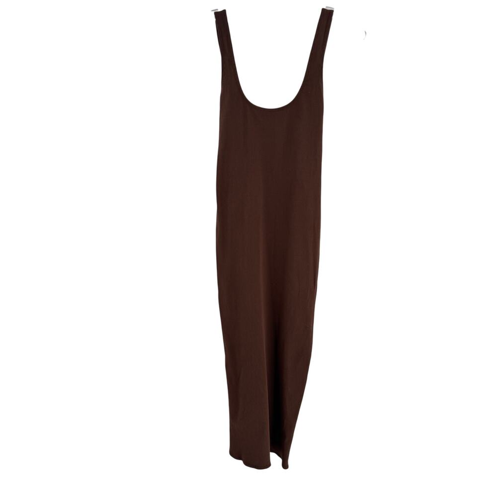 Meshki Ribbed Midi Dress Sz S Brown Open Low Back Bodycon Stretchy